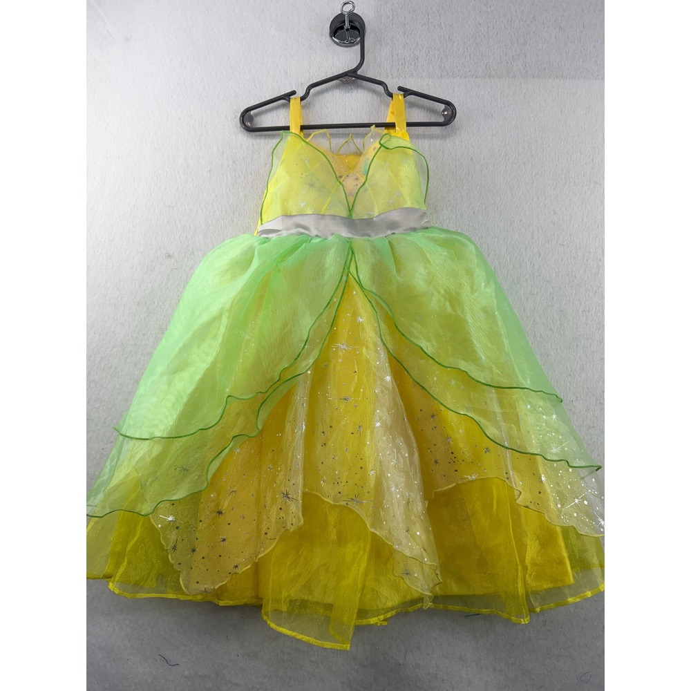Unbranded Tinker Bell Fairy Costume Dress Girls Green Yellow Sparkle Tulle